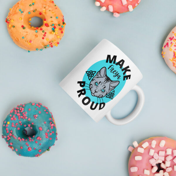 Make Freya Proud (Cat Edition) White glossy mug - Image 12