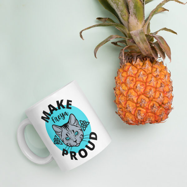 Make Freya Proud (Cat Edition) White glossy mug - Image 13