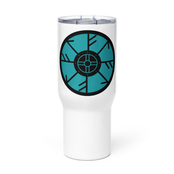 Fierce Like Freyja Shield Travel mug with a handle